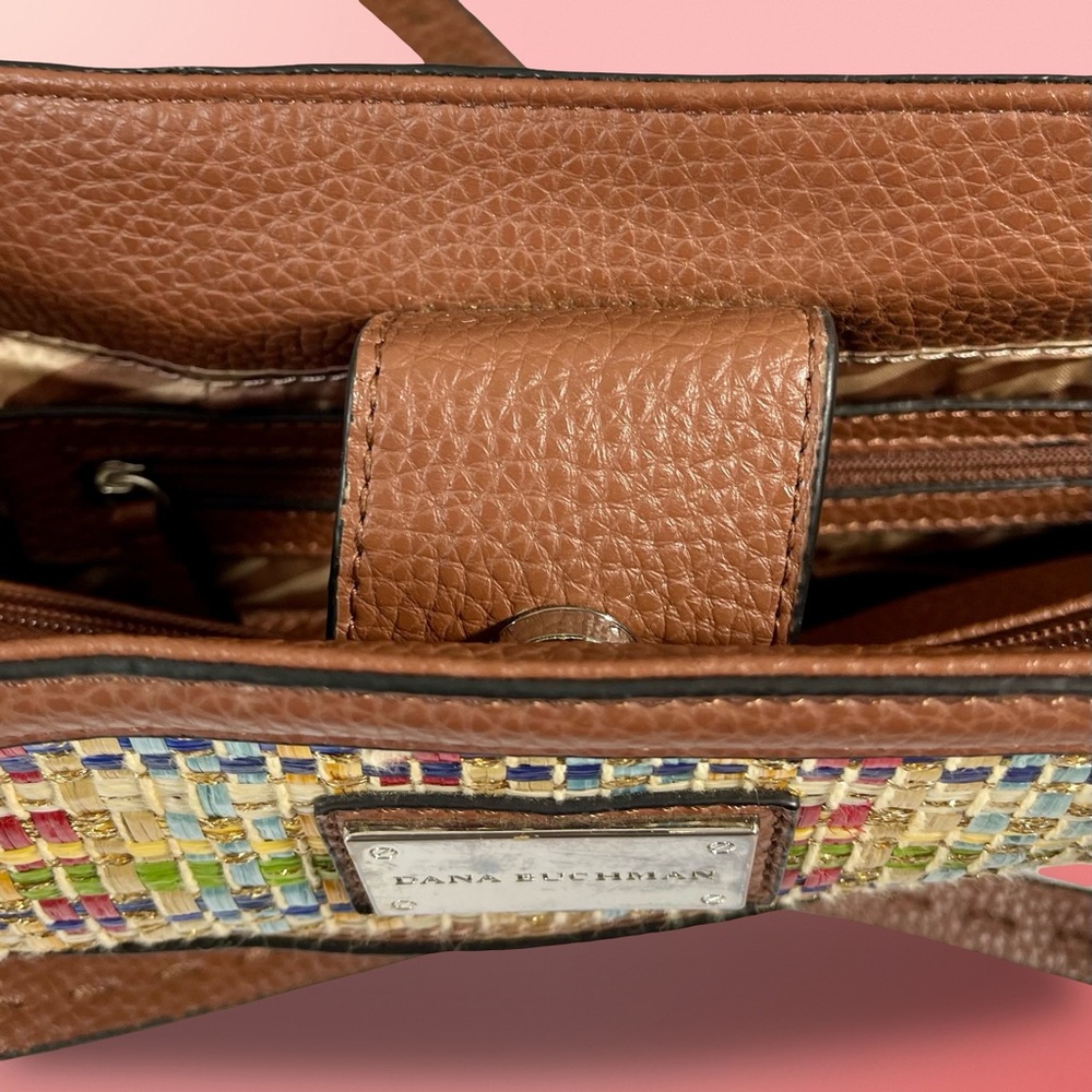 Dana Buchman Multi-colored Woven Snap Closure Shoulder Bag Faux Leather Accents - Picture 7 of 12
